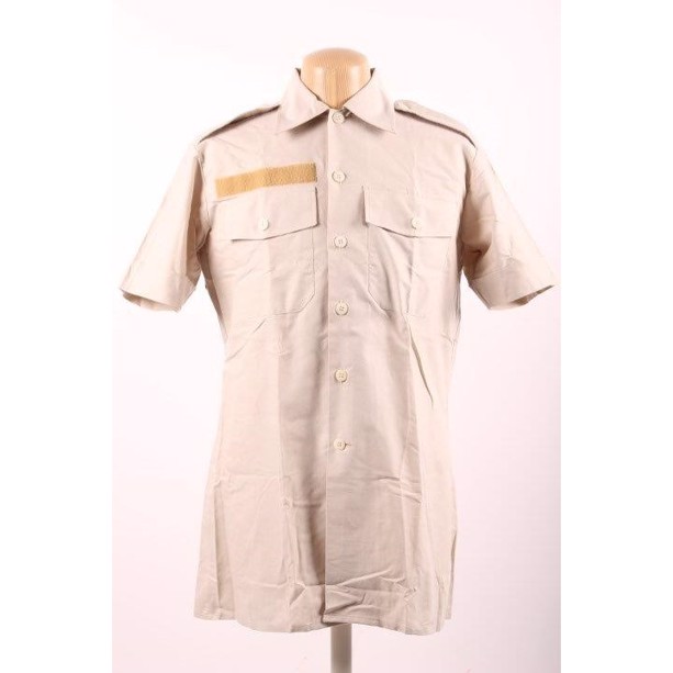 Militærskjorte, kort ærme, beige meleret, ubrugt
